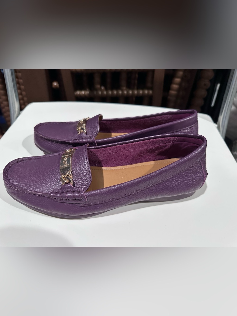 Coach Purple Leather Loafers
